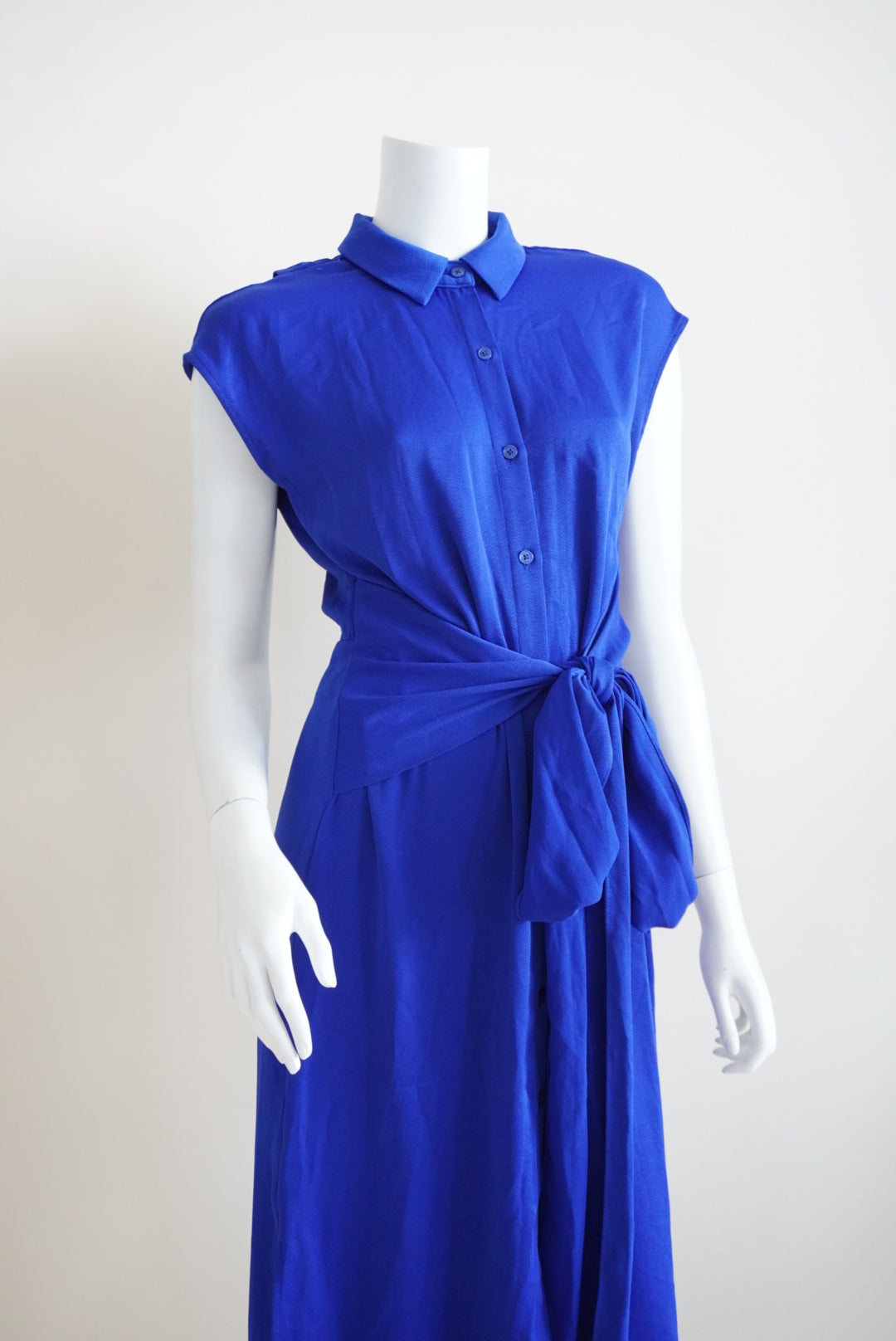Cushnie For Target Royal Blue Shirt Open Back Dress W/ Front Tie - Size Small
