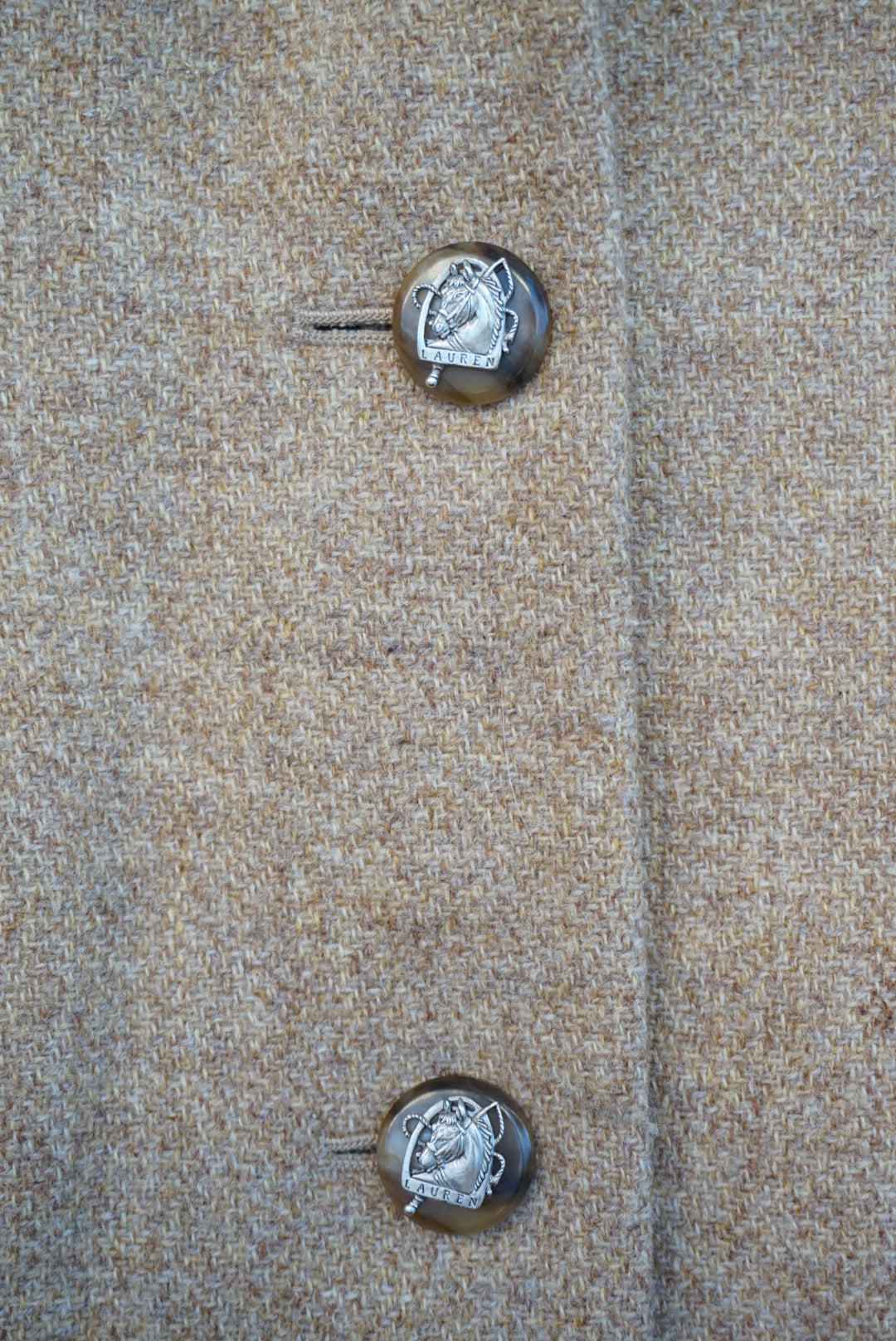 "Lauren Ralph Lauren" VTG Wool Tweed Equestrian Horse 3 Buttons Blazer - Size 4
