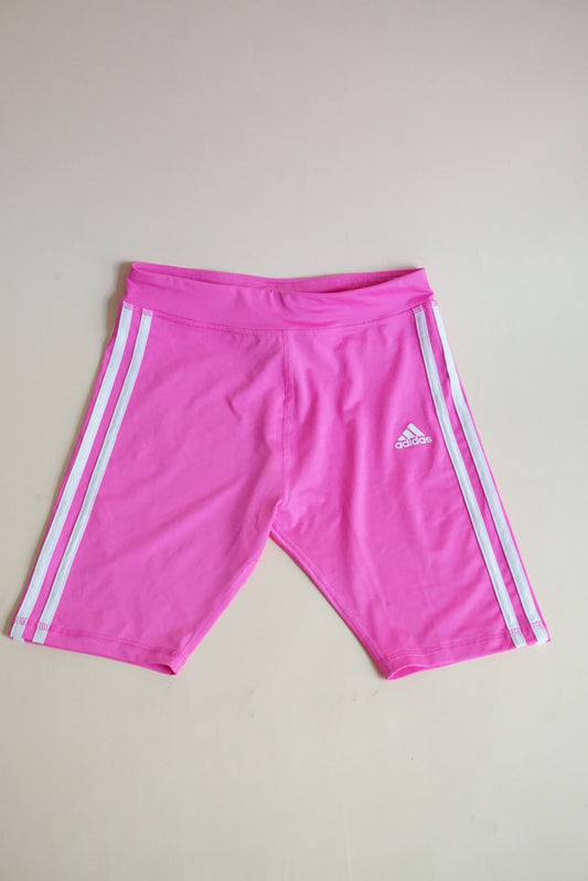 Adidas Kids Pink 3 Stripe Biker Shorts - Size Large (14)