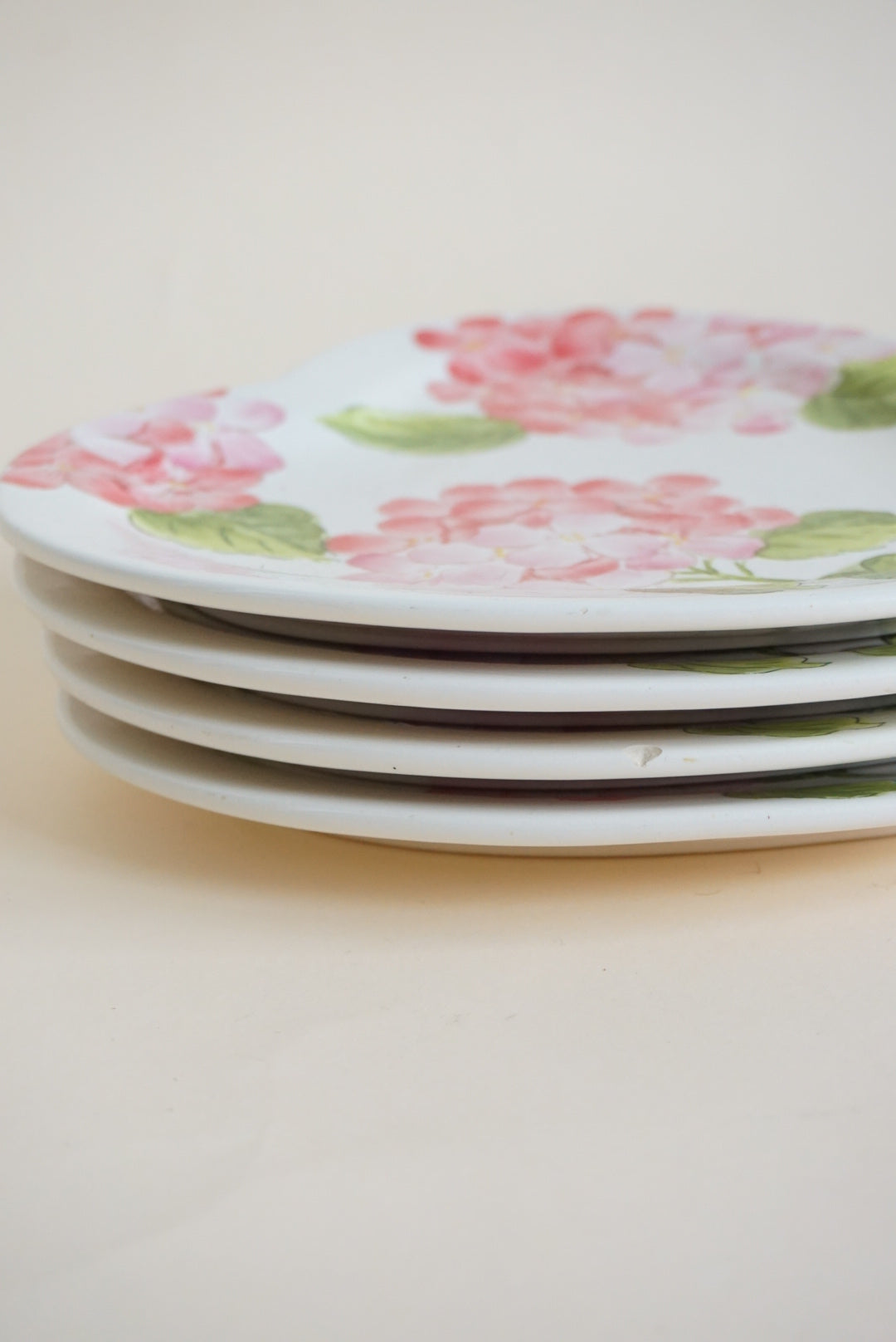 Ceramic Pink Hydrangeas Heart Shape Plates - Set of 4