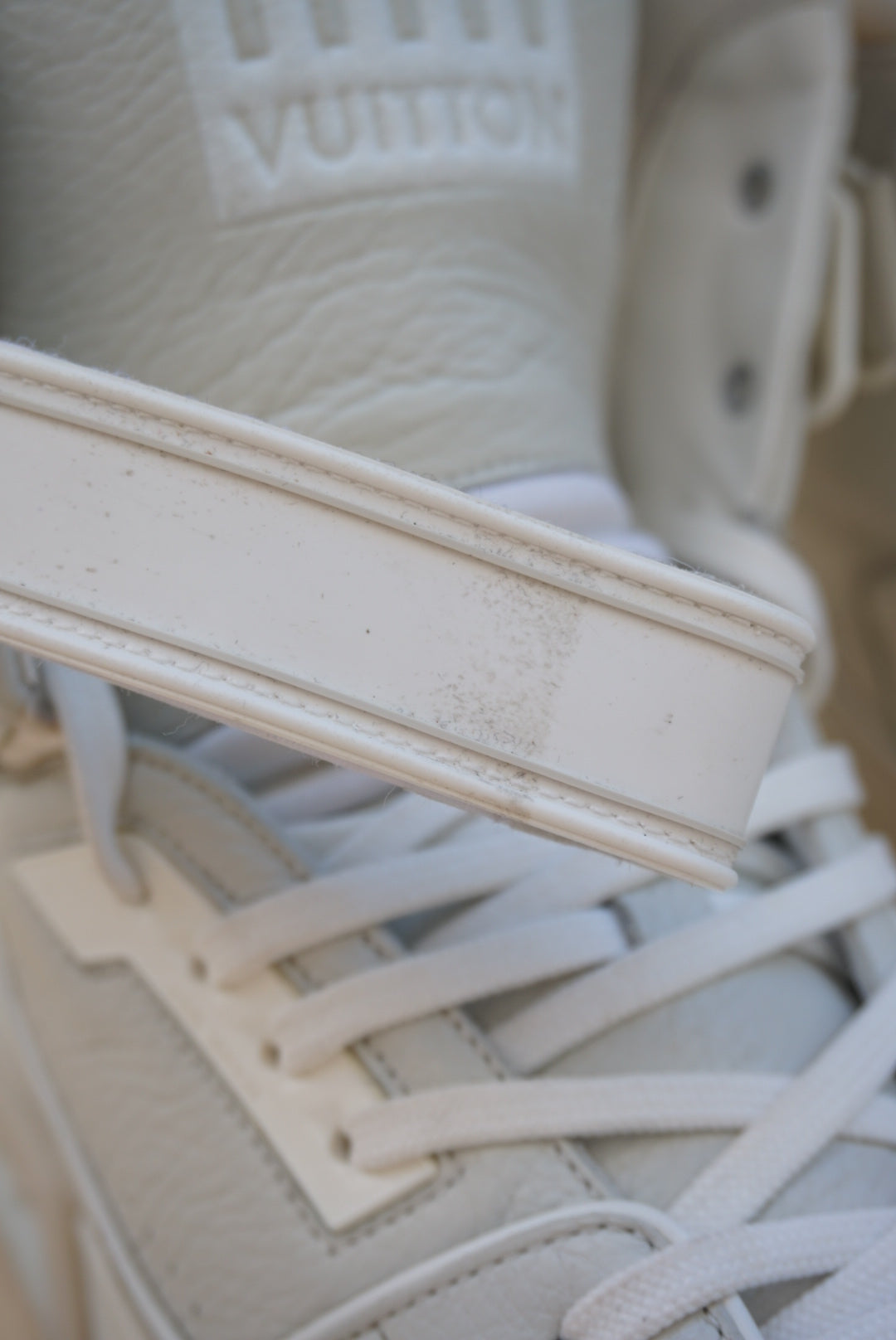 “Louis Vuitton” x Virgil Abloh 408 High Top Trainer Sneakers - Size 10.5
