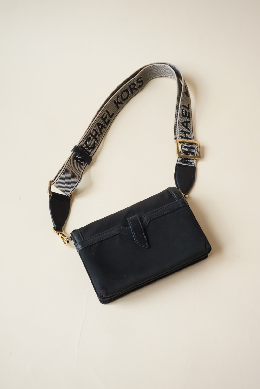 Michael Kors Jet Set Small Nylon Gabardine Smart Phone Crossbody Black Bag