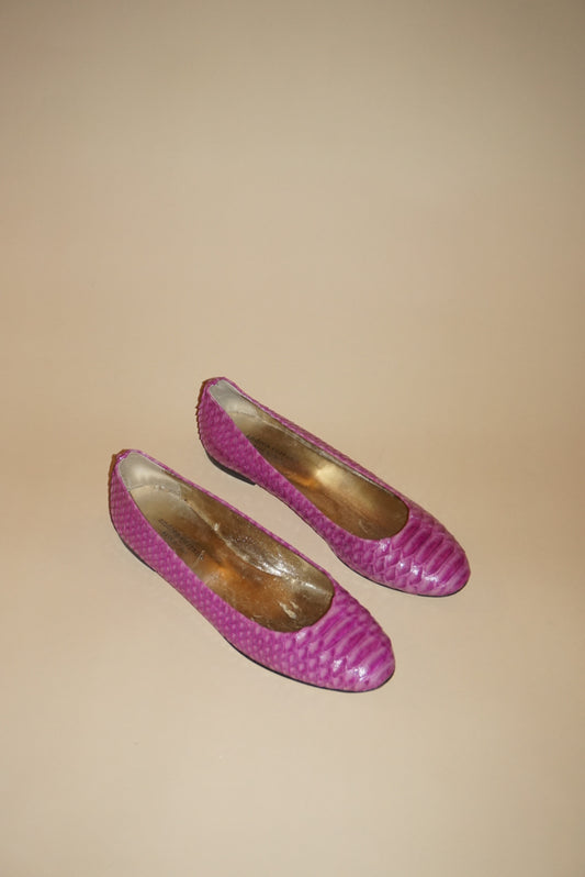 Andrea Carrano Pink Python Snake Ballet Flats - Size 40