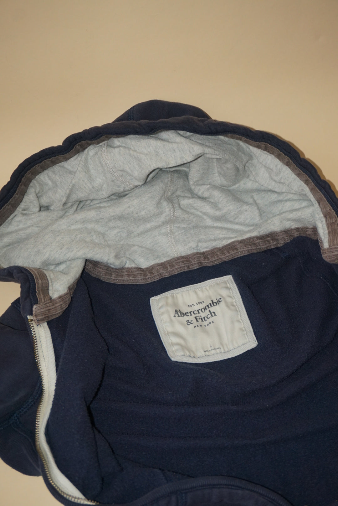 Abercrombie & Fitch NY Navy Blue Y2K Childrens Zip Hoodie - Size Large