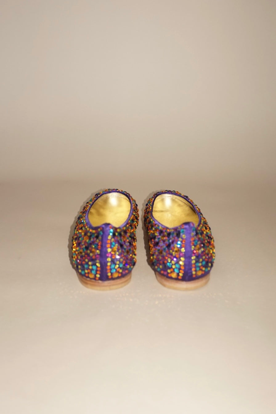 Andrea Carrano Purple Rhinestone Ballet Flat NWOT - Size 40