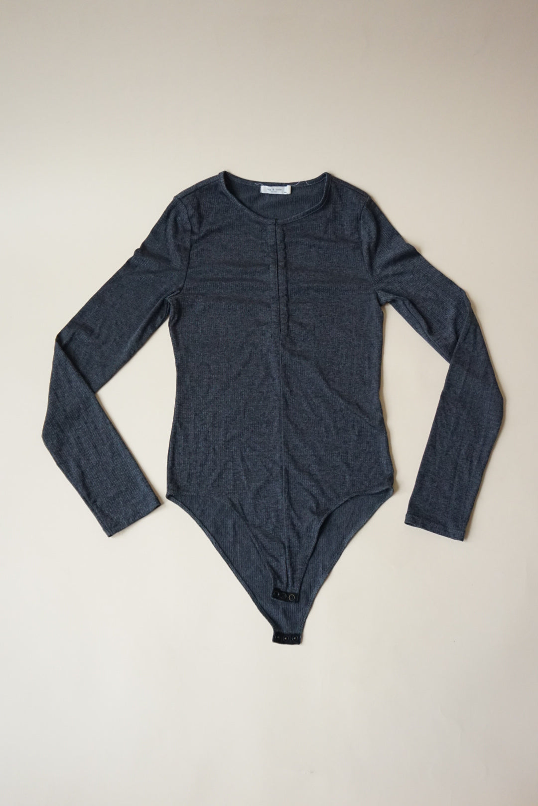 Rag & Bone Grey Ribbed L/S Bodysuit - Size Medium