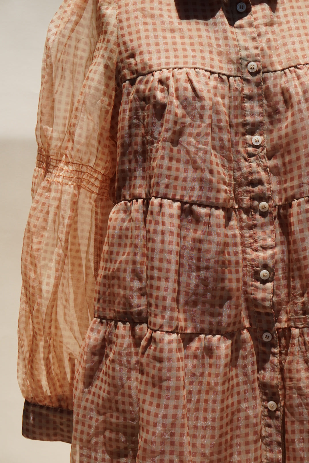 "En Saison" Checkered Organza Mini Baby Doll Dress - Size Medium