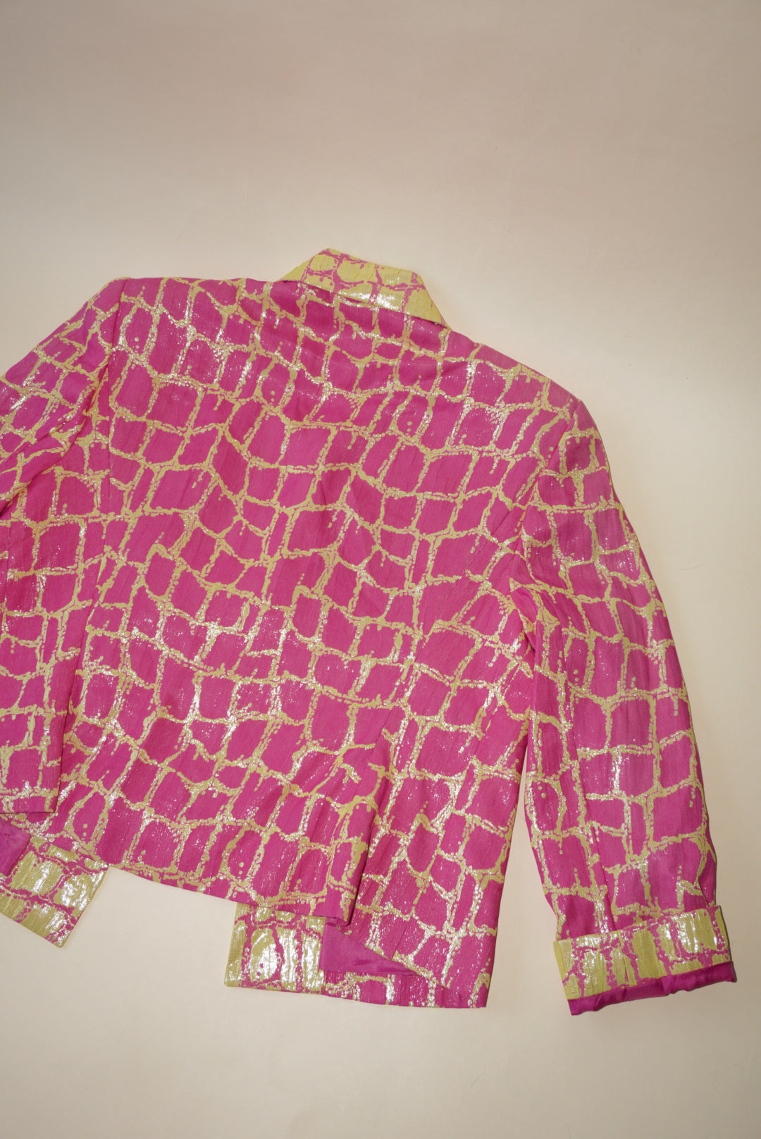 Claude Patrick Paris Pink & Yellow Reptile Blazer - Size 44