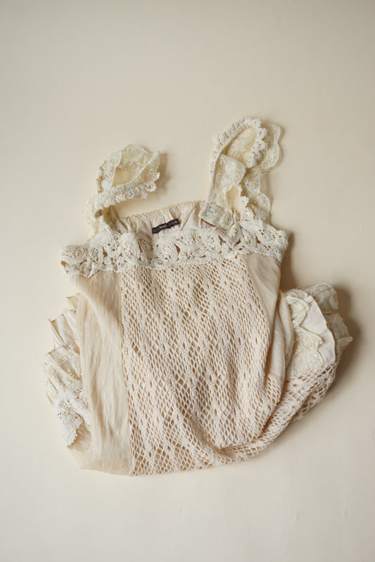 Hazel Anthropologie Y2K Lace Boho Gauzy Baby Doll Dress - Size Large