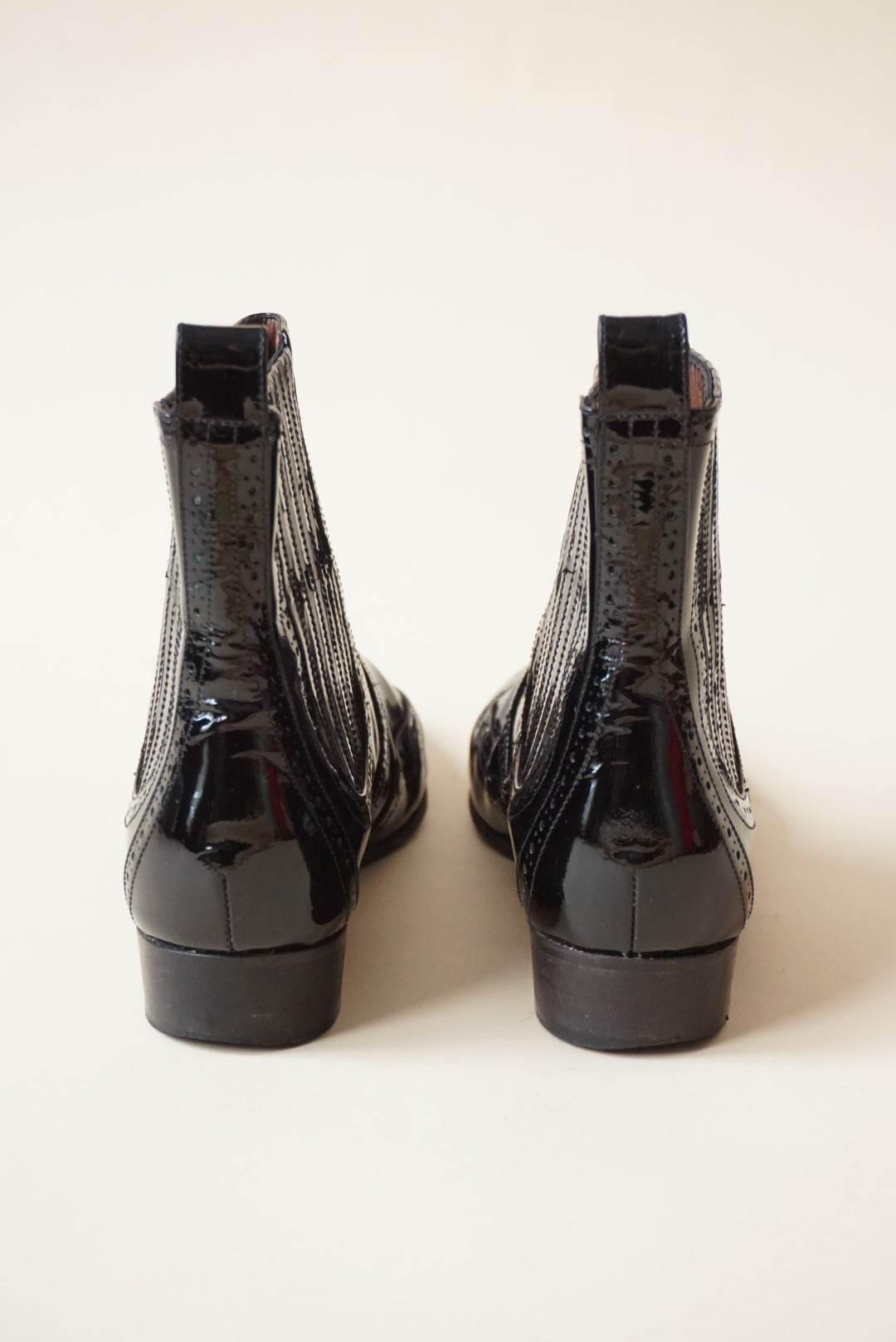 Tabitha Simmons Western Laser Cut Black Patent Leather Booties - Size 39