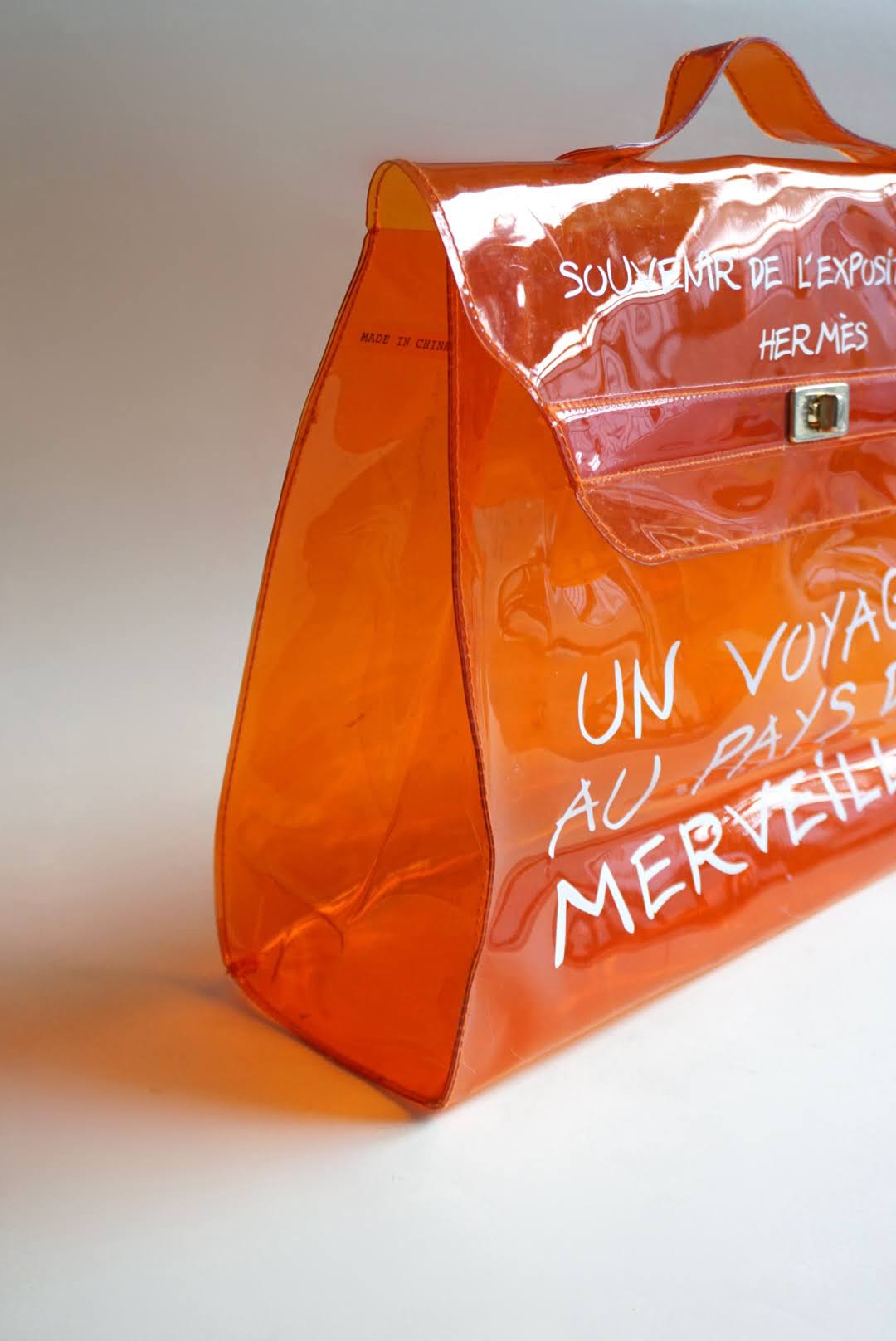 "Hermes" Vinyl Kelly 1998 Orange Beach Bag Souvenir De L'Exposition