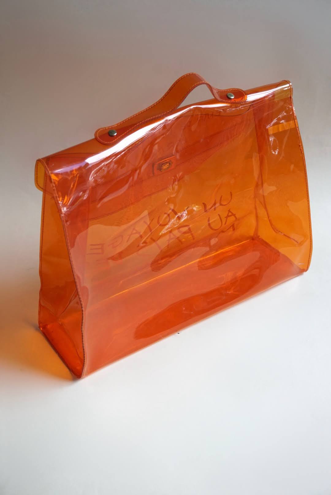 "Hermes" Vinyl Kelly 1998 Orange Beach Bag Souvenir De L'Exposition