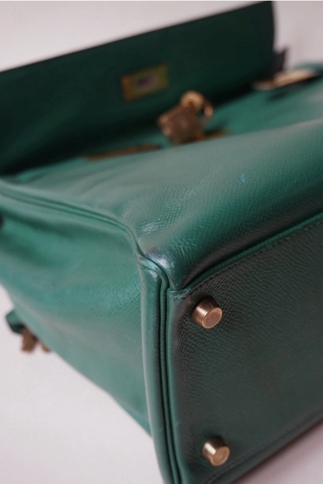 Hermes Vintage Kelly 28cm Kelly Green/Vert Vertigo Epsom Leather GHW 1991