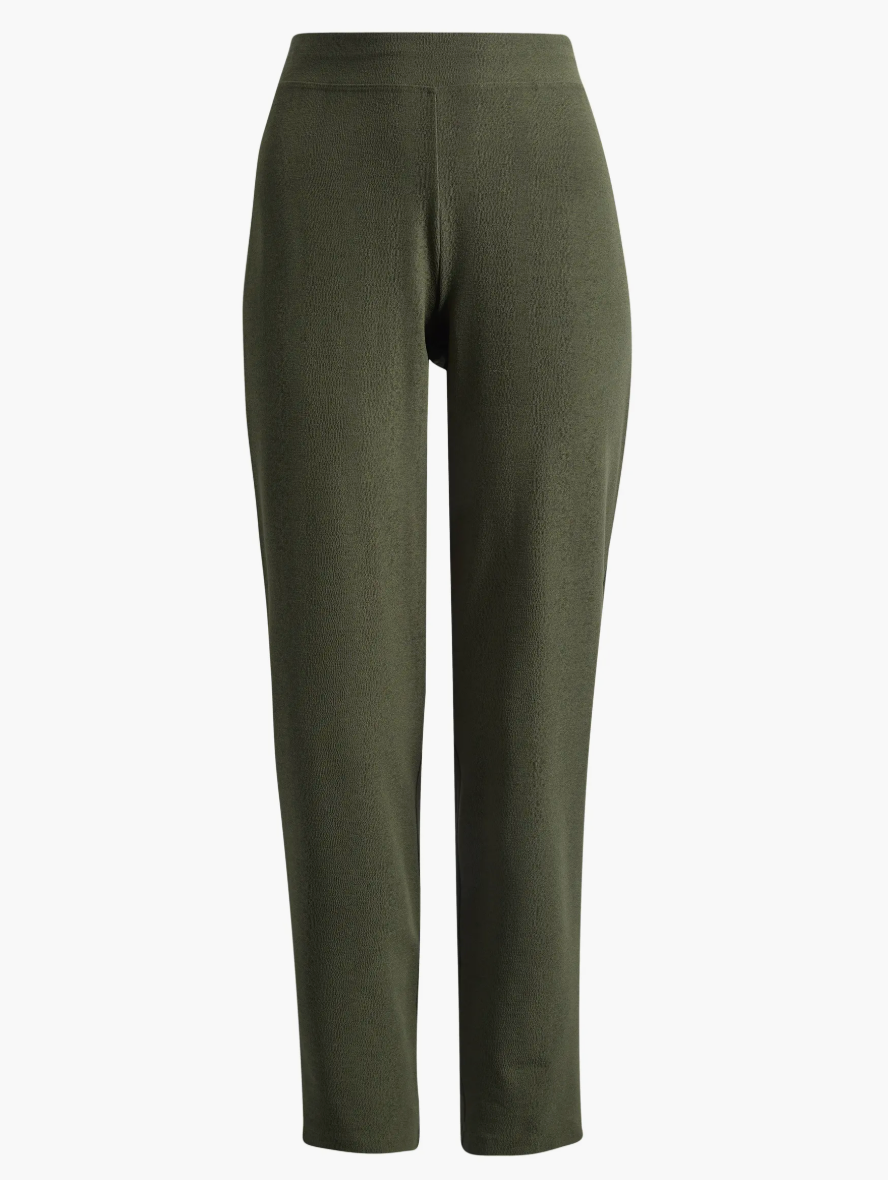 Eileen Fisher Olive Green Ribbed Knit Slim Ankle Pants- Size Medium