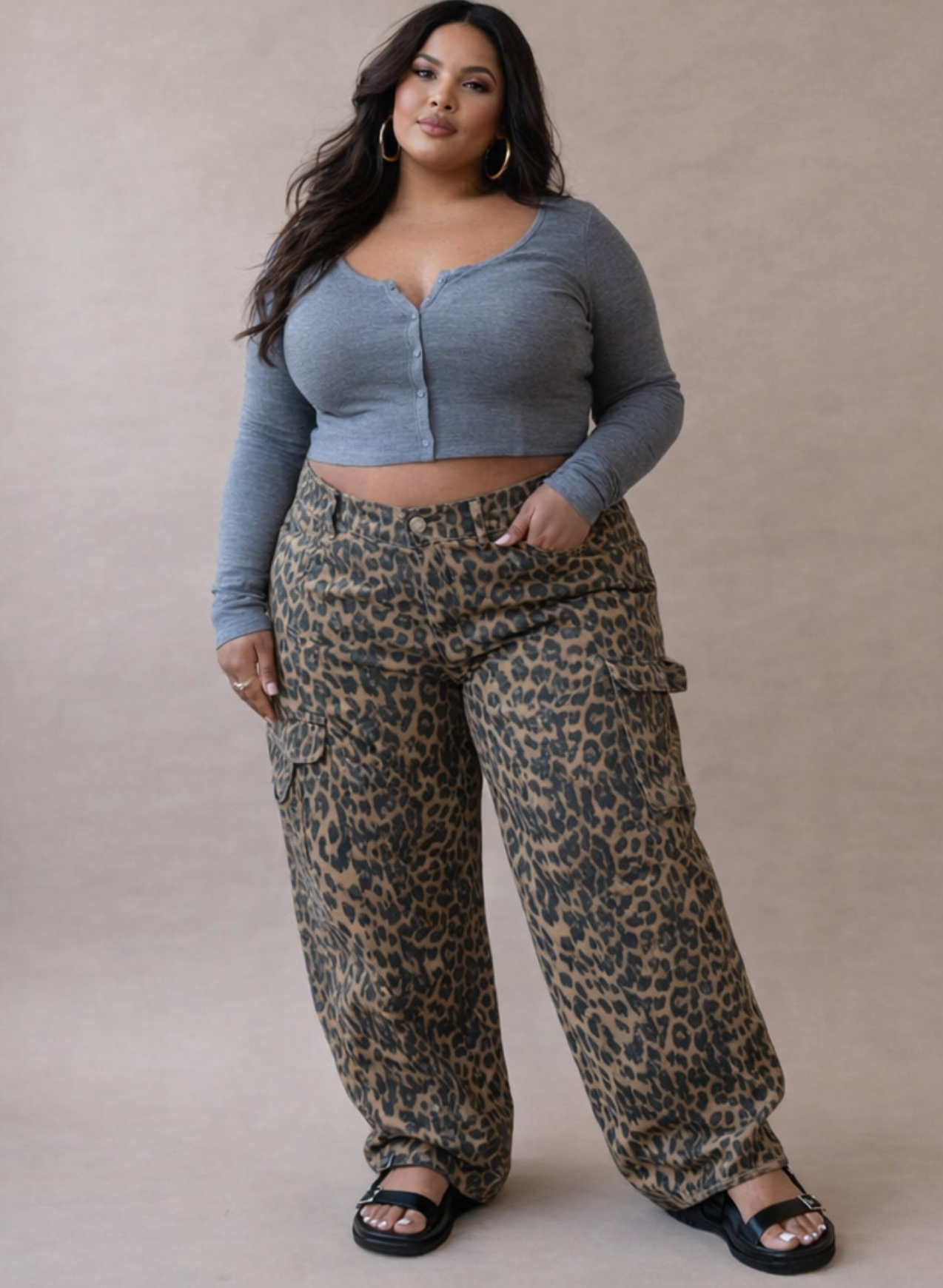 Damson Madder "Dion"  Cheetah Cargo Jeans - Size 20