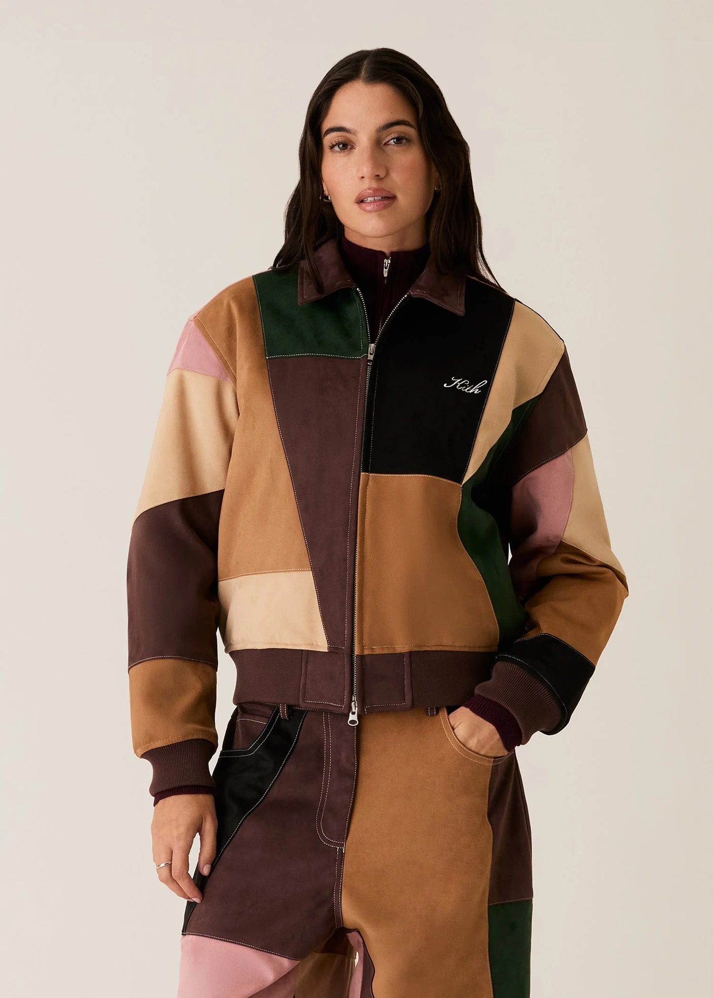 Kith Brisa Patchwork Suede Bomber Jacket - Size Medium