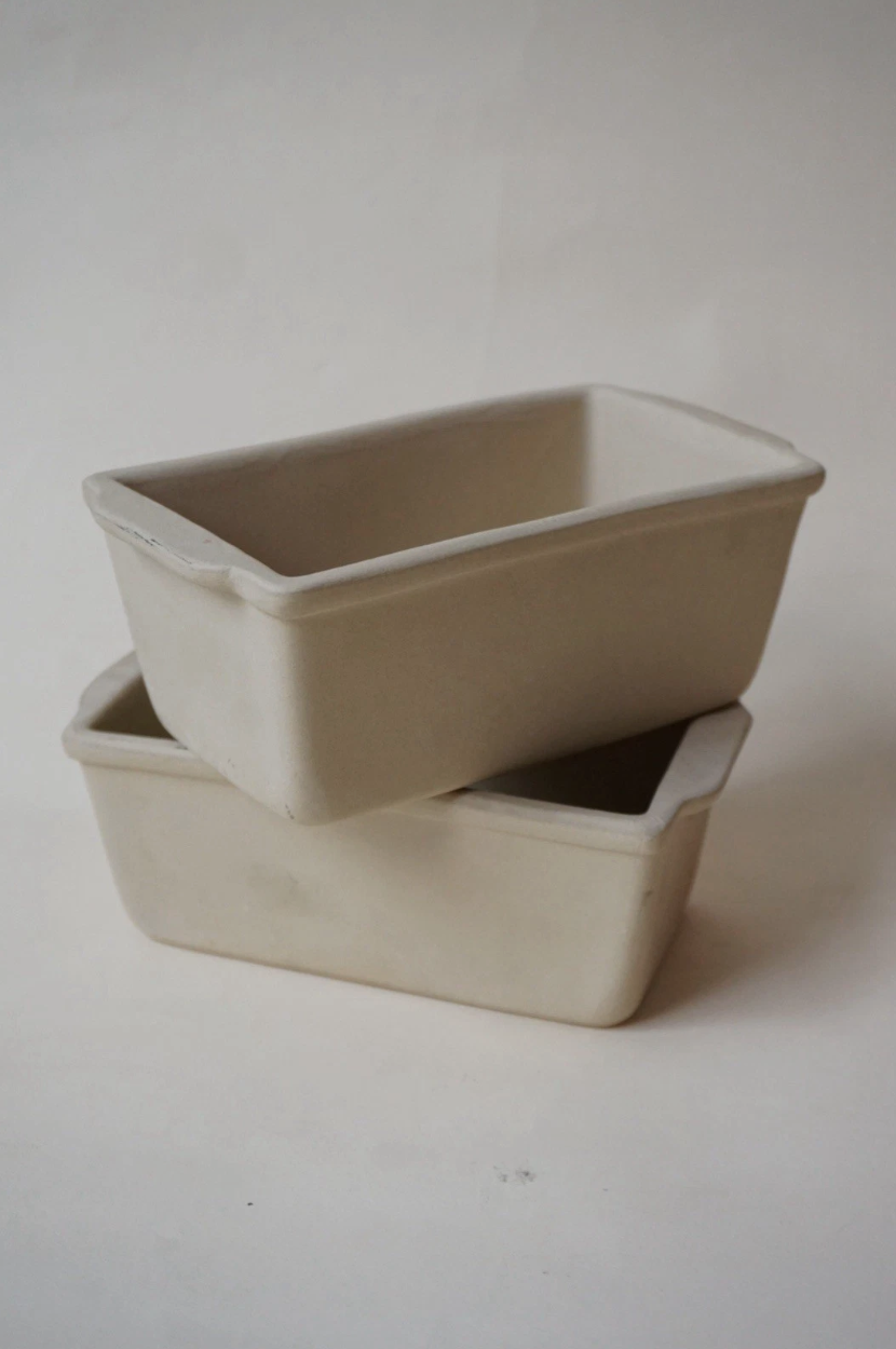 Set (2) Sassafras Vintage Super Stone Unglazed Ceramic Loaf Pans 1995