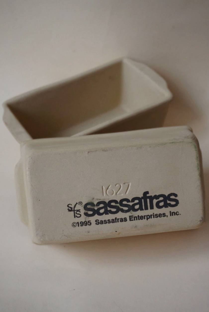 Set (2) Sassafras Vintage Super Stone Unglazed Ceramic Loaf Pans 1995