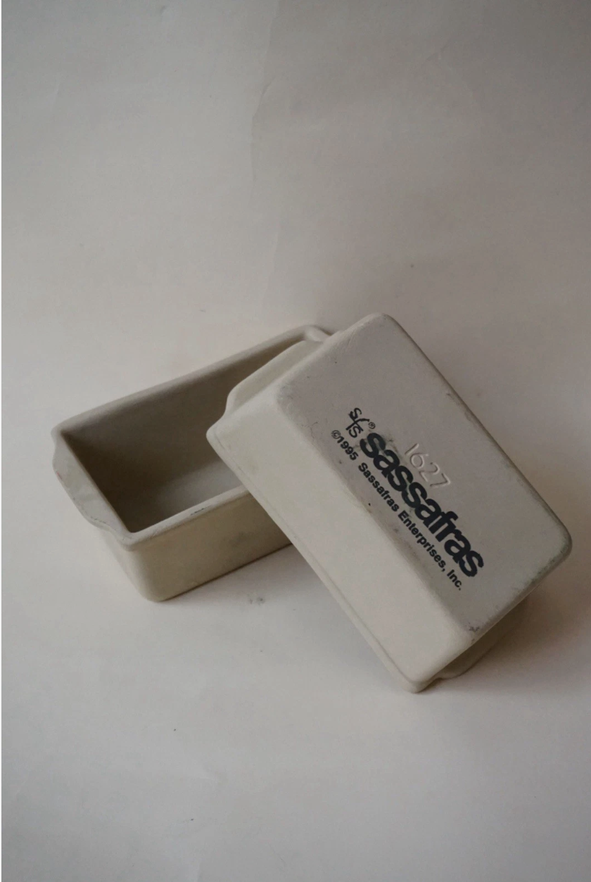 Set (2) Sassafras Vintage Super Stone Unglazed Ceramic Loaf Pans 1995